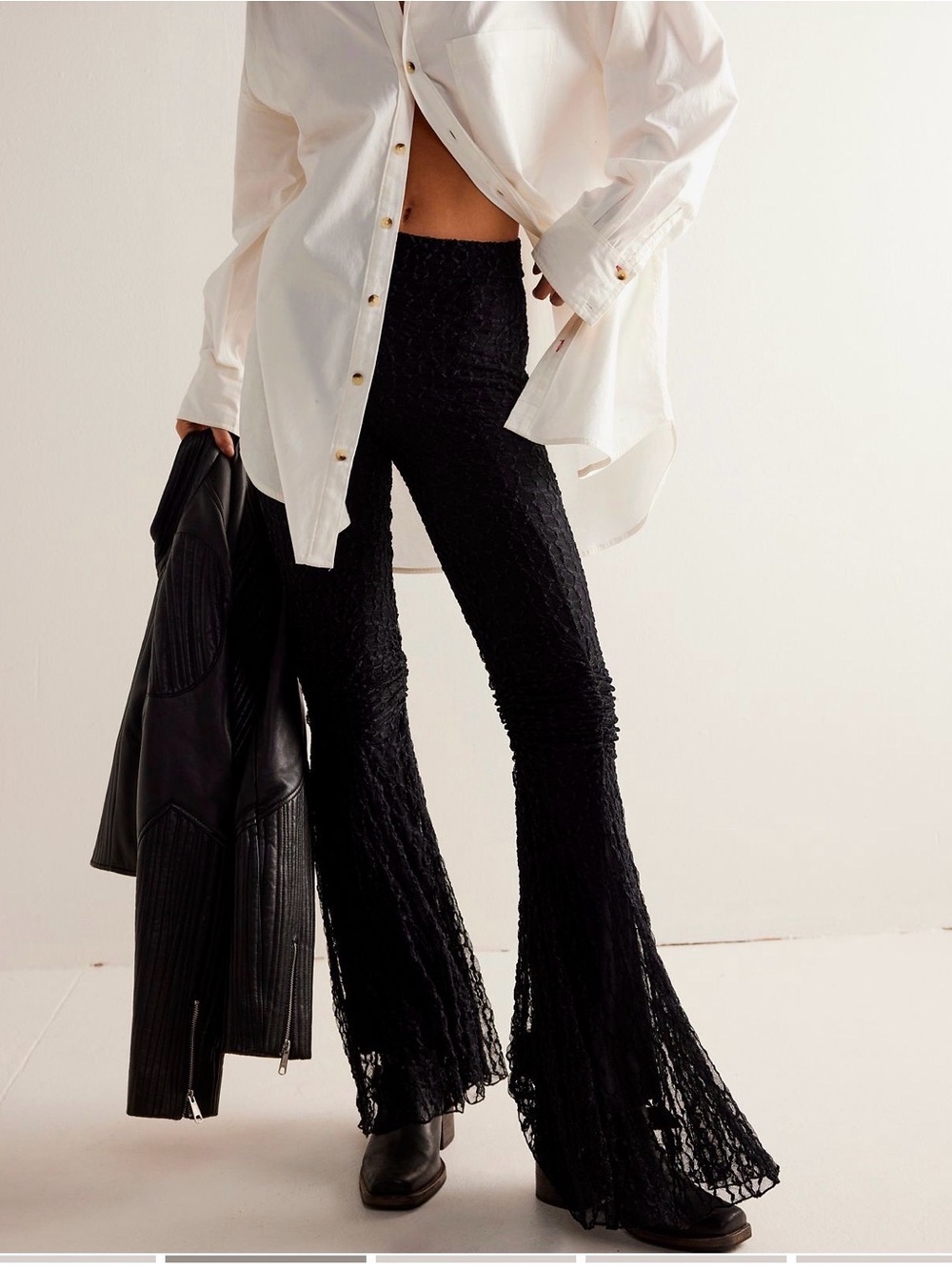 Free People Georgina Mesh Flared Pants Black Size small